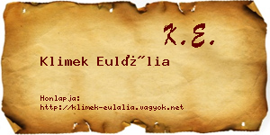 Klimek Eulália névjegykártya